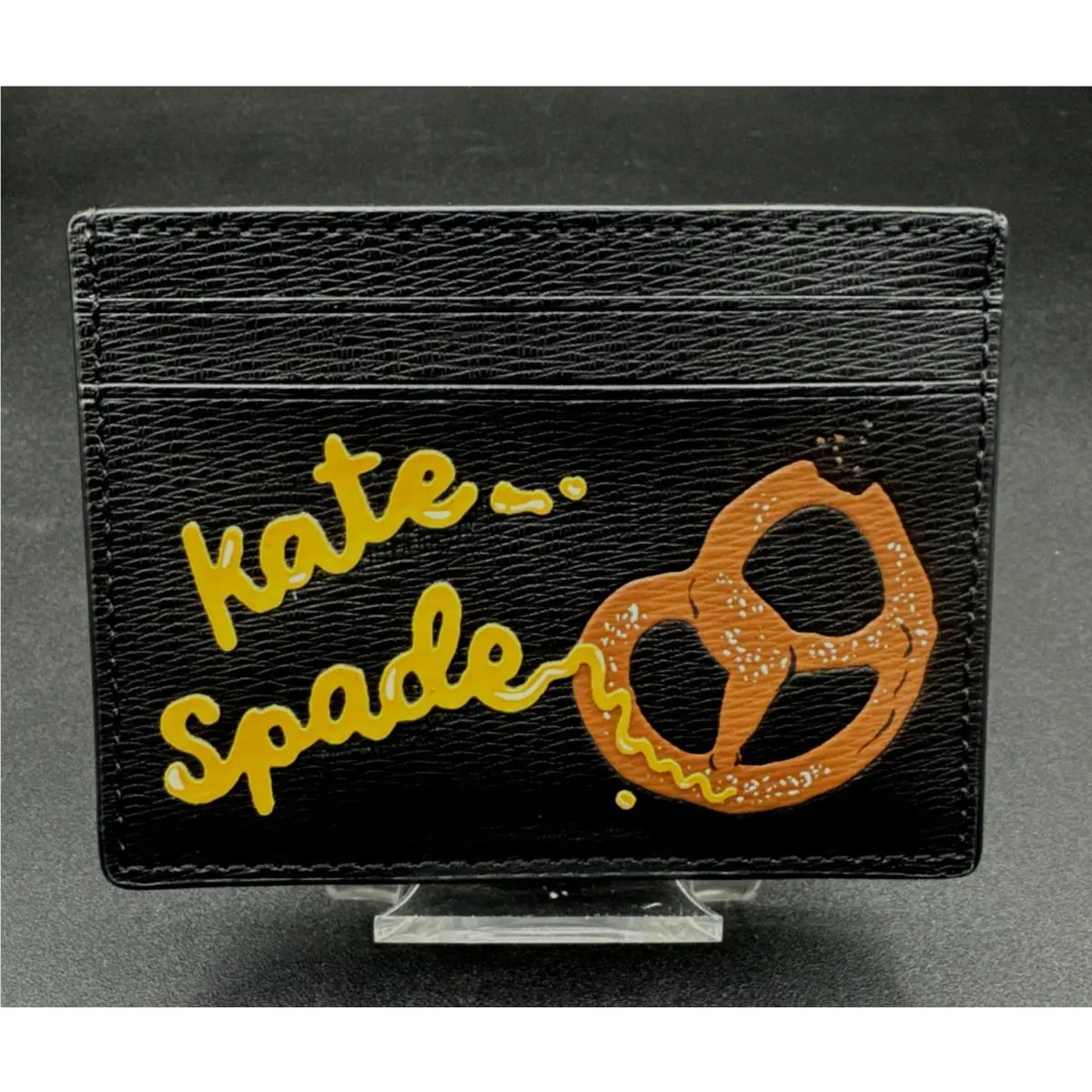Kate Spade Big Apple Pretzel Small Slim Card Holder Black KJ060 New