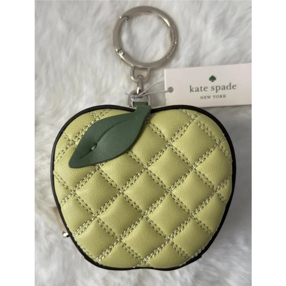 Kate Spade Quilted Apple Coin Purse Green Novelty Cute Gift