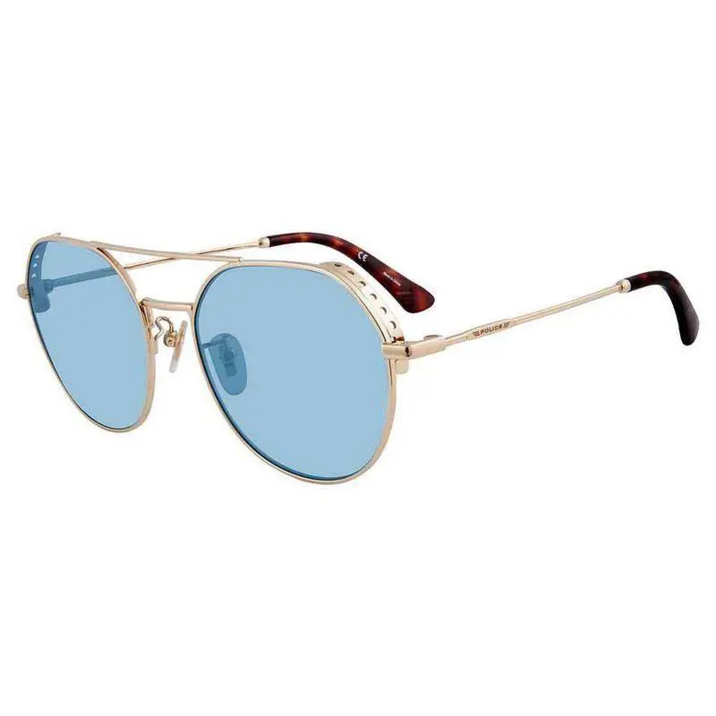 Police Sunglasses Spl636-300X Highway Two Gold with Blue Metal 55-18-140