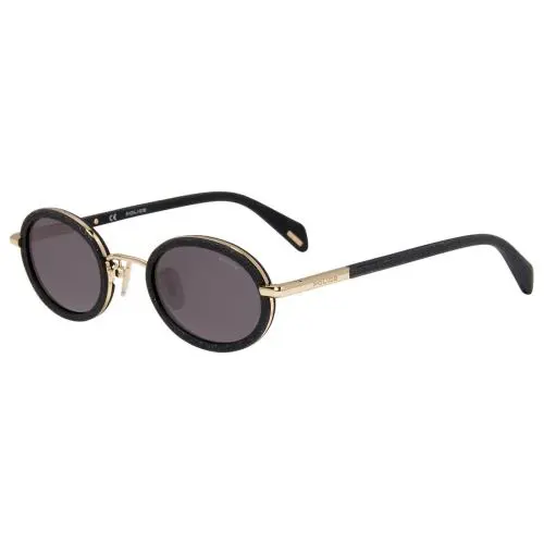 Police SPLA21 Women`s Oval Designer Sunglasses Black Glitter Gold/dark Grey 47mm