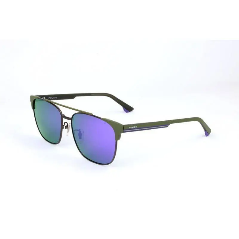 Police Sunglasses Spl574-S69V Track Green Polarized Purple Lenses 57-15-150 - Frame: Green