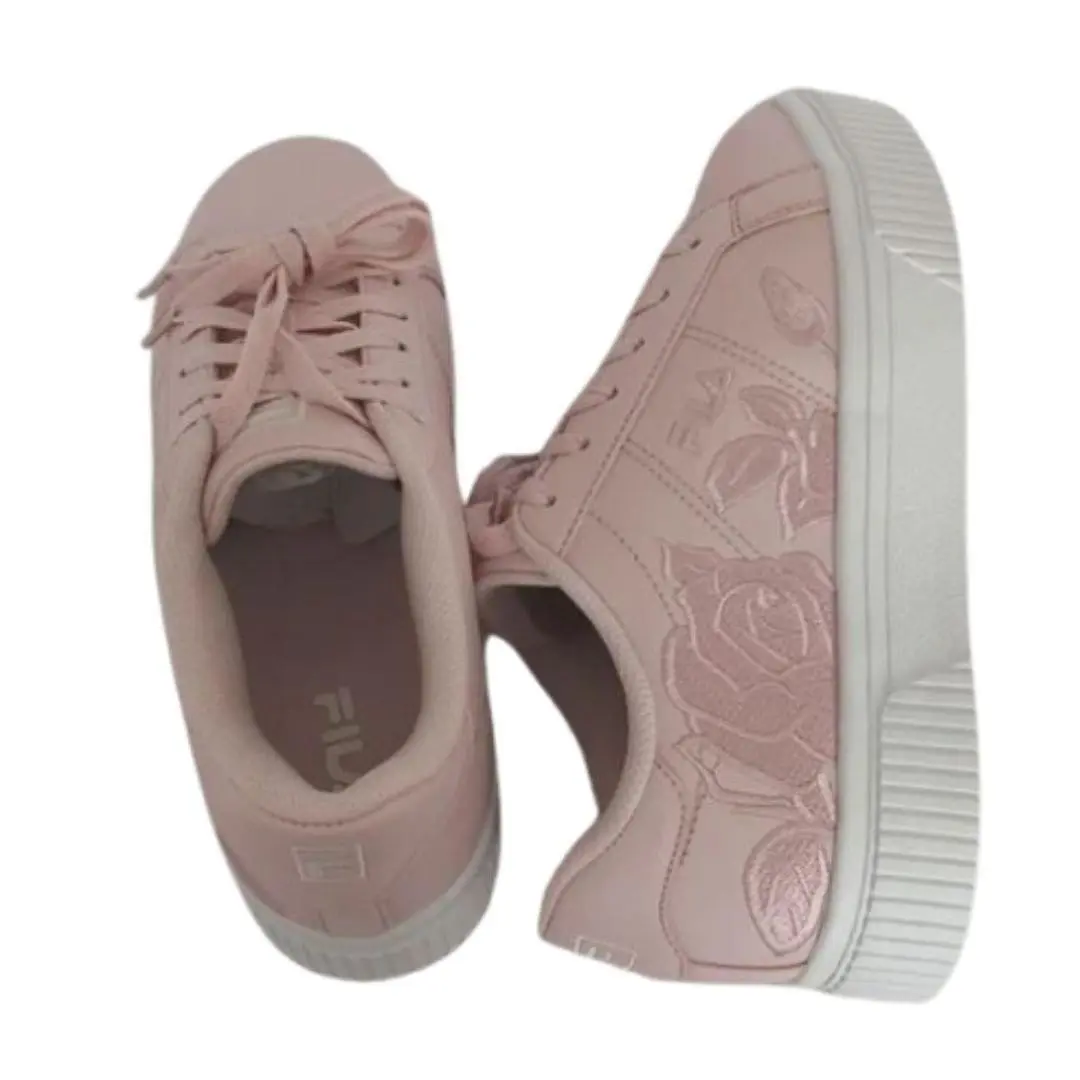 Fila Pink Panache Floral Embroidery Sneakers White Sole Size 9 - Pink