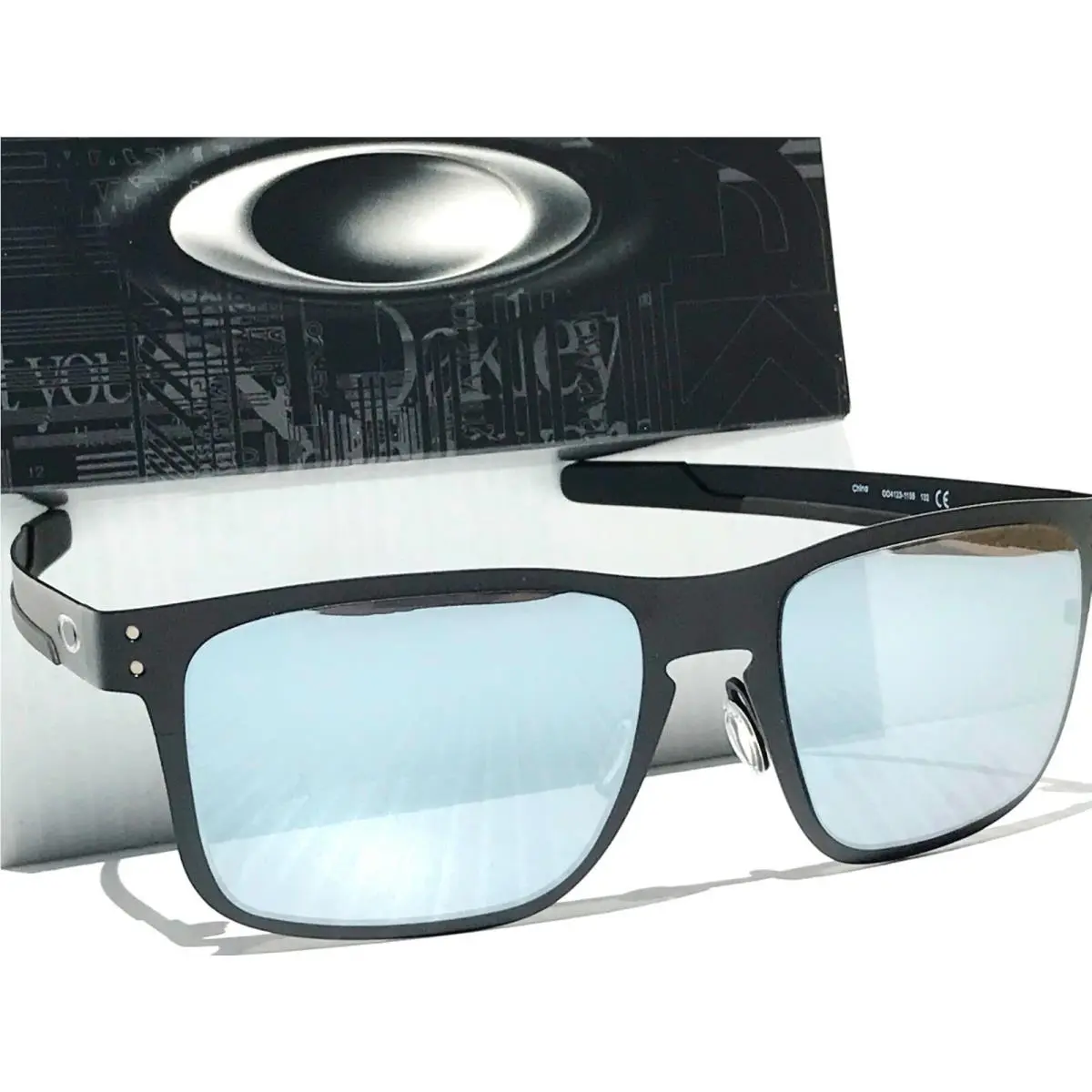 Oakley Holbrook Metal Matte Black Polarized Galaxy Chrome Sunglass 4123