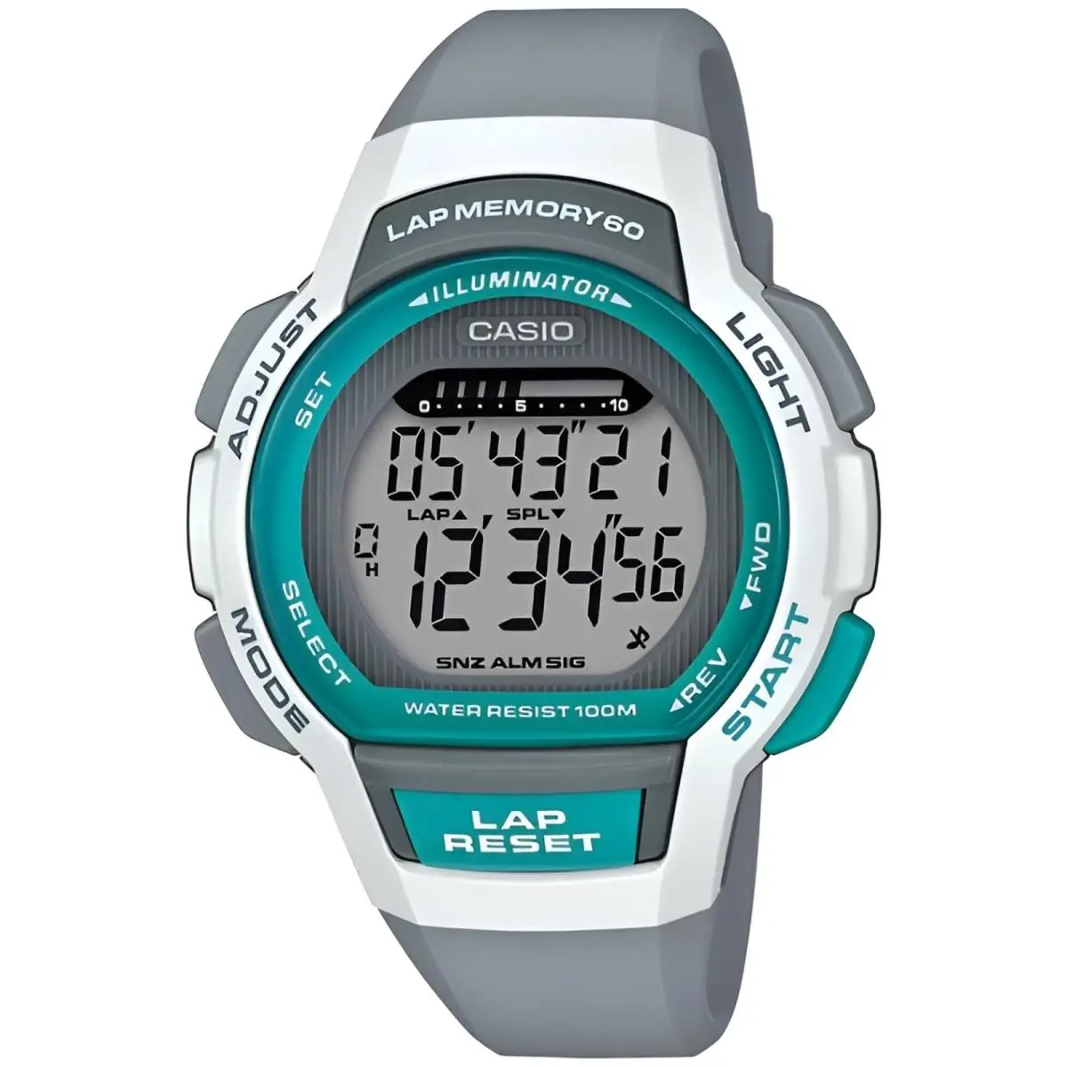 Women`s Watch Dual Time Grey Resin Strap Stopwatch Alarm LWS-1000H-8AV by Casio