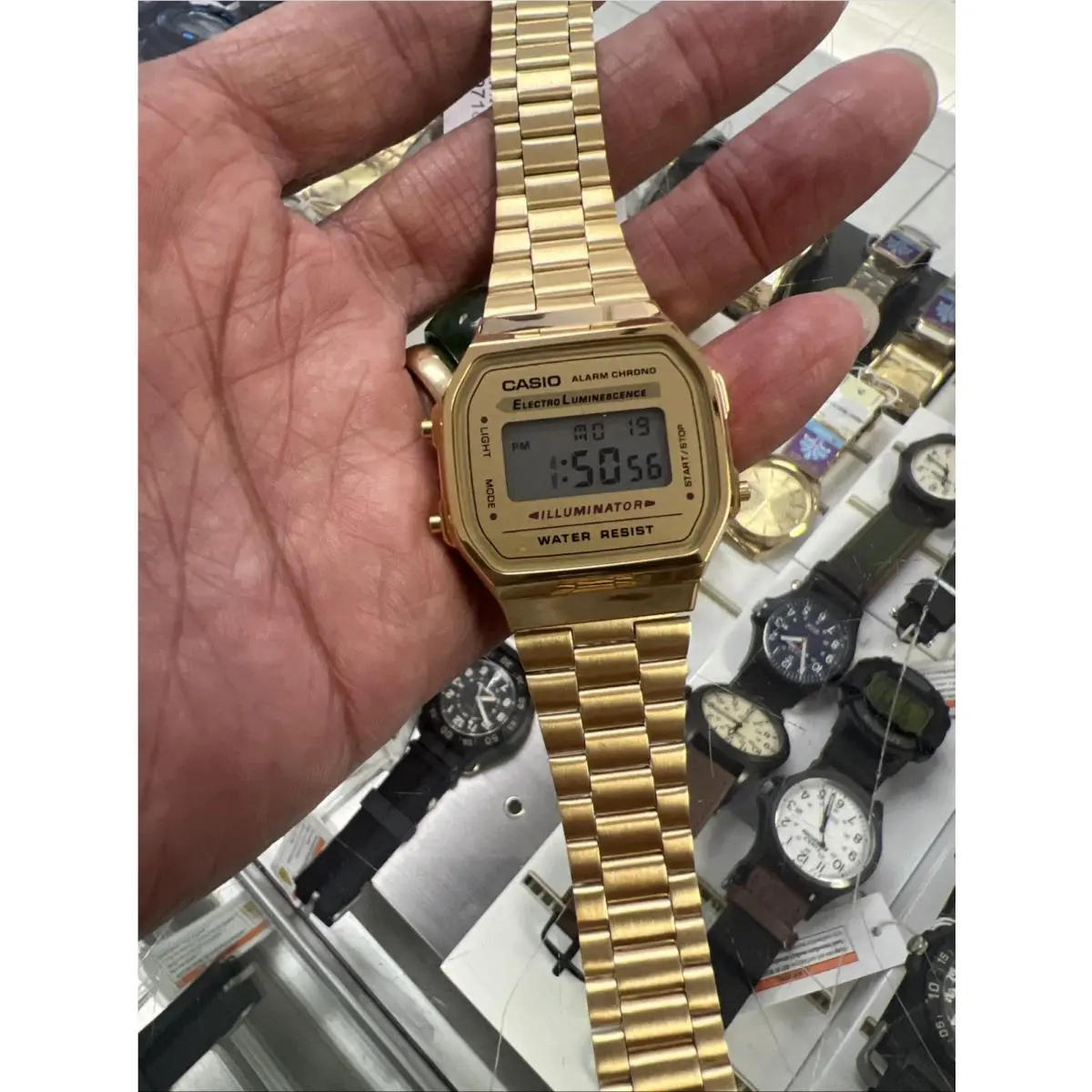 Casio A168WE 3298 Illuminator Golden Watch Unisex No Box Bnt