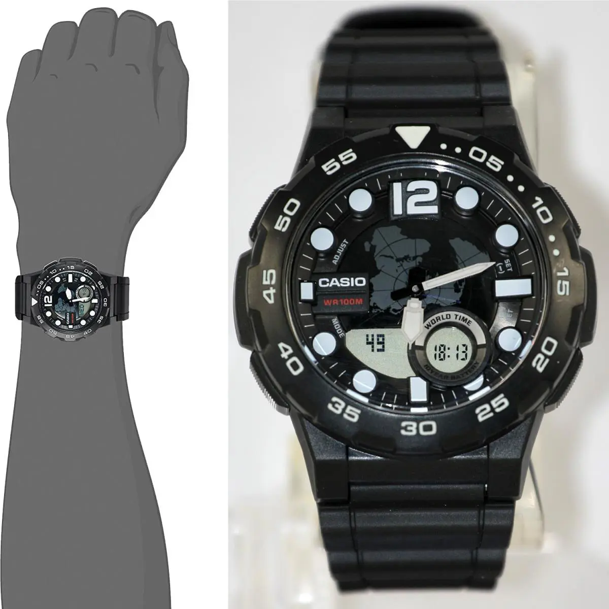 Casio Men’s Analog-digital Watch with Black Dial - AEQ-100W-1AV