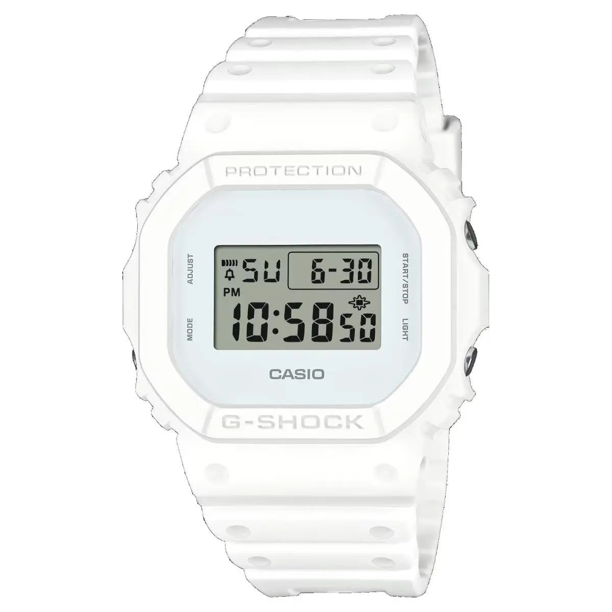 DW5600WW-7 Men`s Classic All White Alarm Chronograph G Shock Watch by Casio
