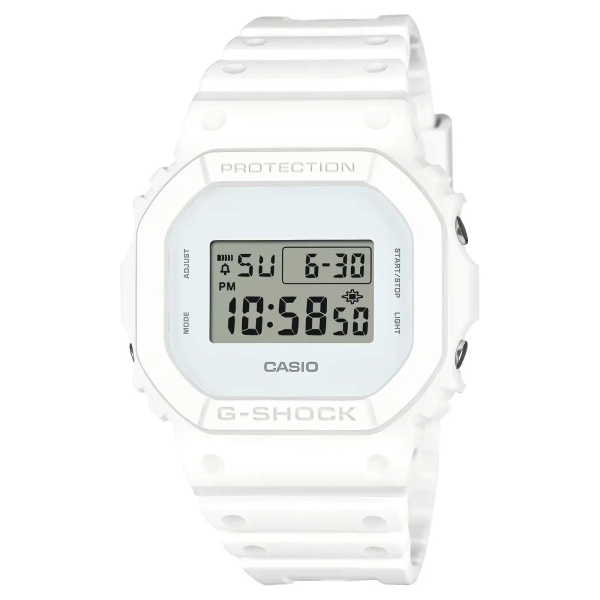 DW5600WW-7 Men`s Classic White Alarm Chronograph G Shock Watch by Casio
