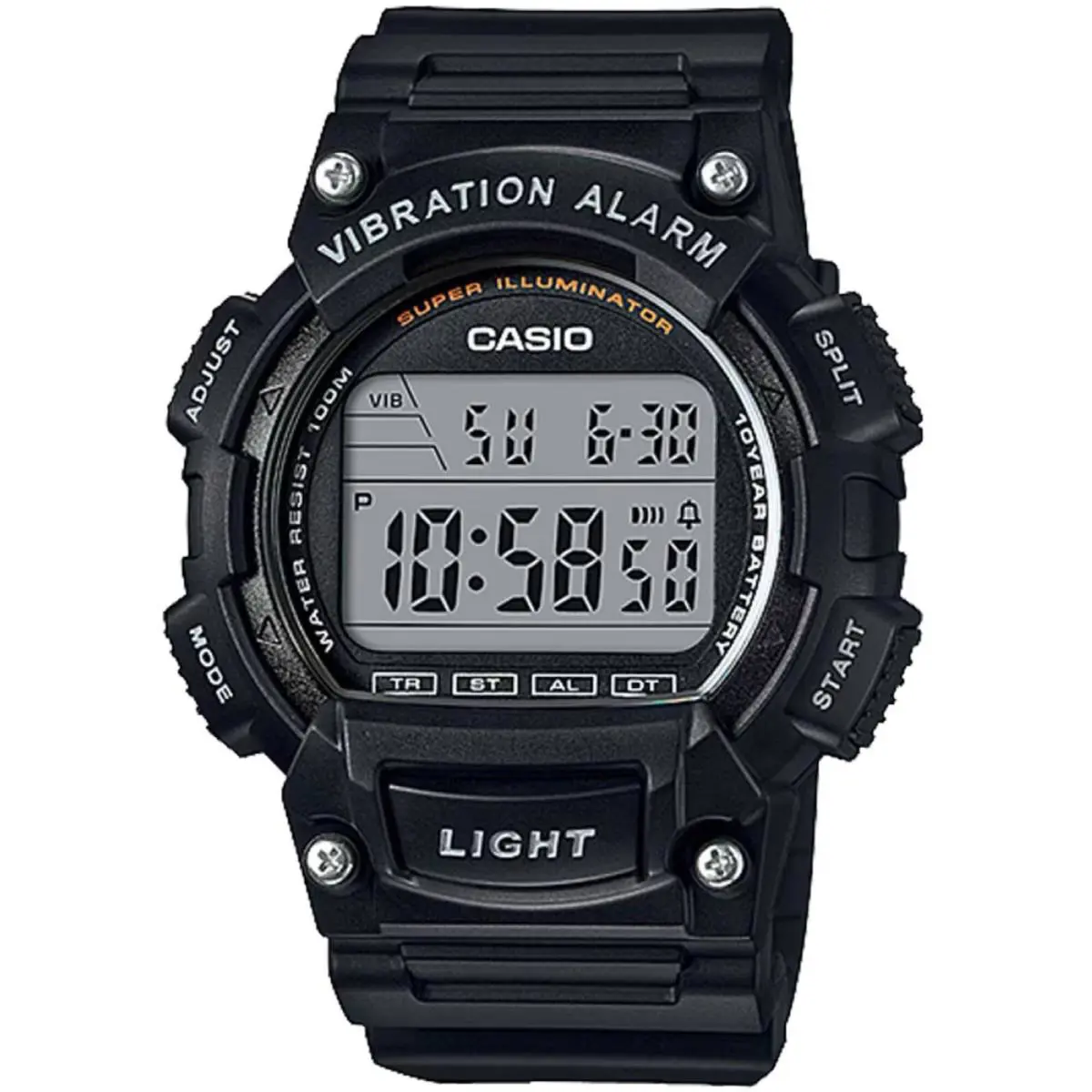 Casio Men`s Watch Dual Time Grey Digital Dial Black Resin Strap W-736H-1AVCF - Dial: Grey, Band: Black