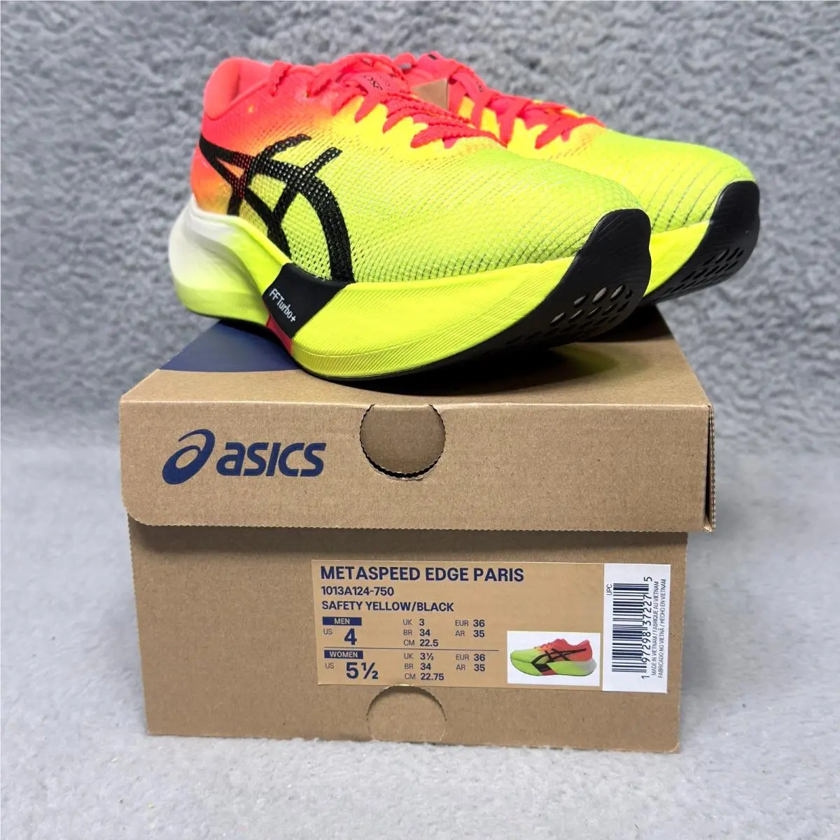 Asics Metaspeed Edge Paris Womens Size 5.5 Running Shoes Safety Yellow Black