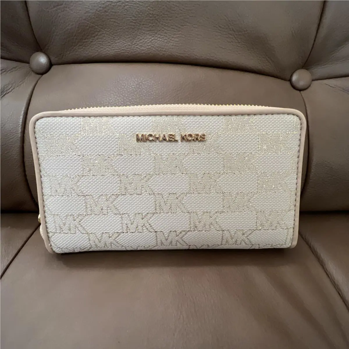 Michael Kors Wallet with MK Print Cream Color