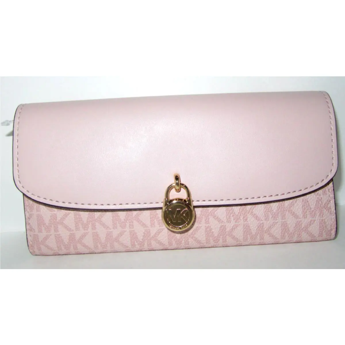 Michael Kors Hamilton Large Leather Flap Continental Wallet Powder Blush NWT$228