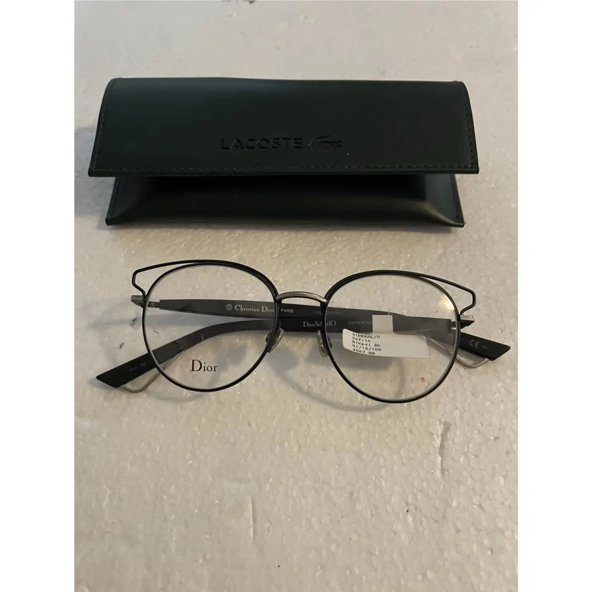 Christian Dior Eyeglasses Frames Diorsideralo 8YC Black Silver Wire 51-18-150