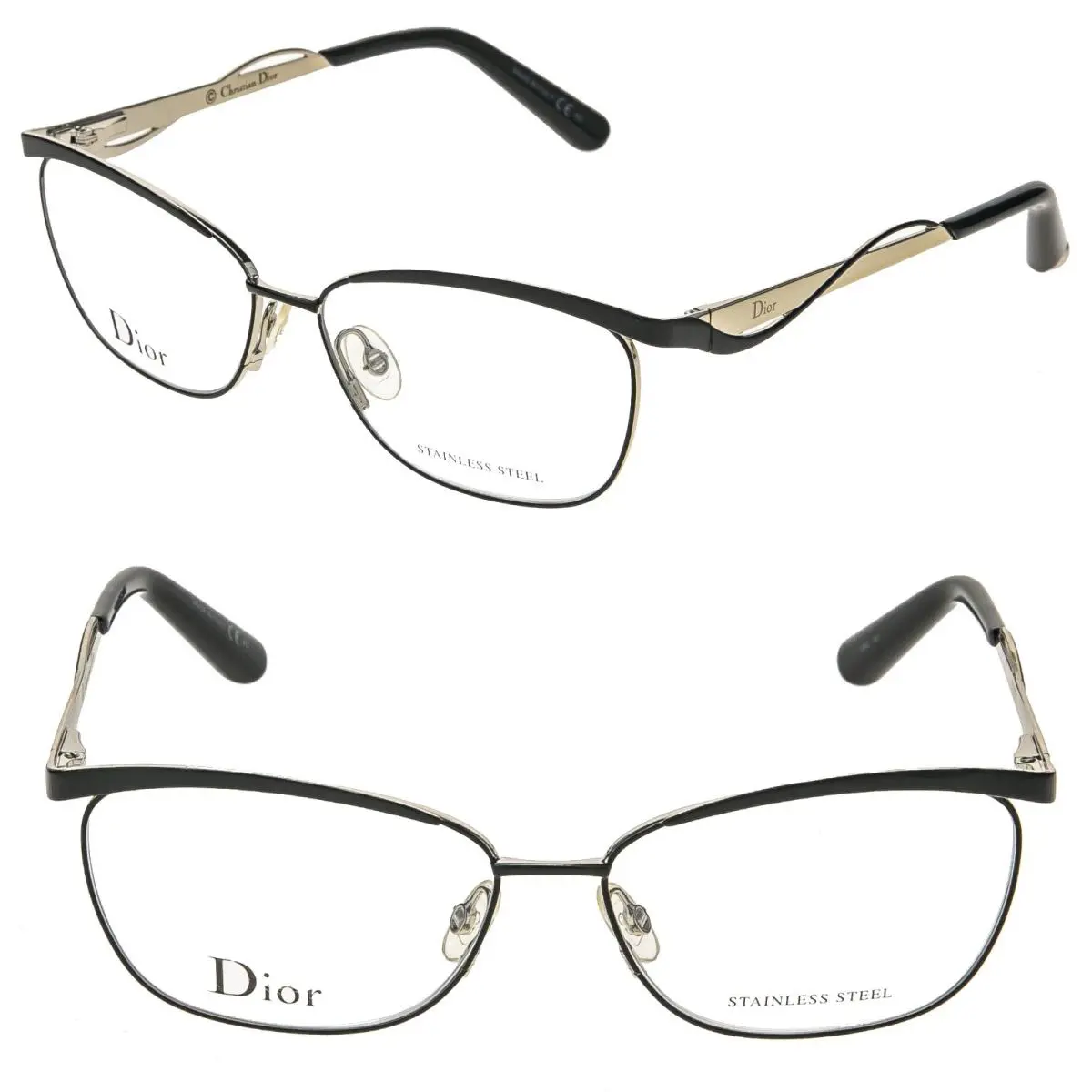 Christian  CD3783 3783 Audacieuse Black Silver 55mm Steel Optical Eyeglasses by Dior
