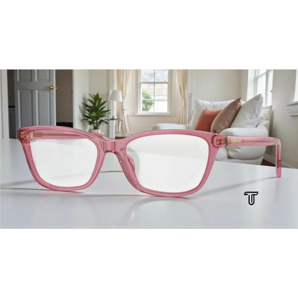 Versace VE3375 5234 Transparent Amarena Demo Lens 52 mm Women`s Eyeglasses
