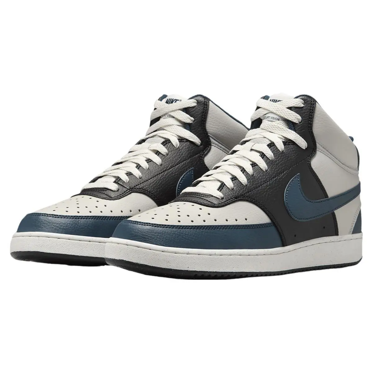 Men Nike Court Vision Mid NN Shoes Light Iron Ore/black/navy DN3577-004 - Light Iron Ore/Black/Navy