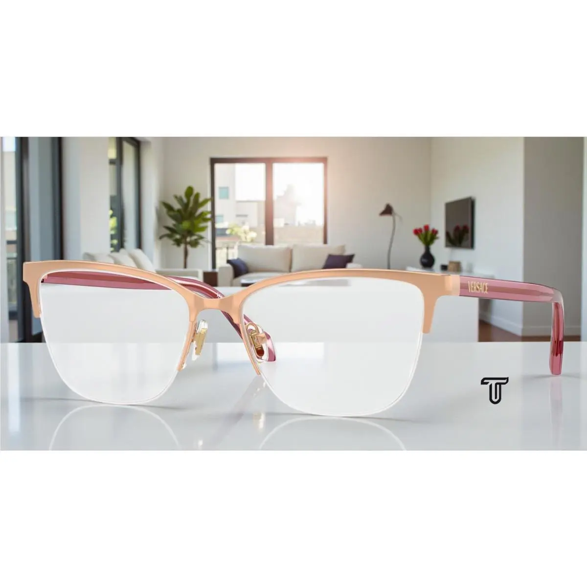 Versace VE1304 1412 Rose Gold Demo Lens 54 mm Women`s Eyeglasses