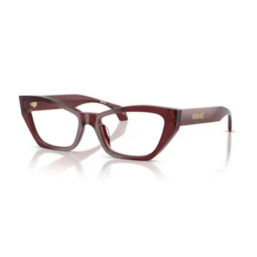 Versace 0VE3373U 5512 Transparent Bordeaux Havana Cat Eye Women`s Eyeglasses