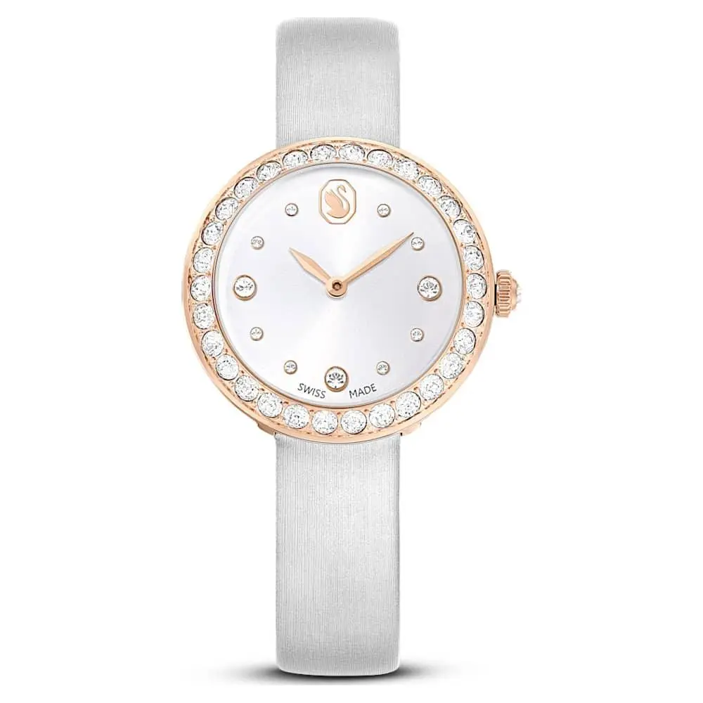Swarovski Women`s Matrix 30mm Quartz Watch 5710105 - Dial: Silver, Band: Gray, Other Dial: Silver
