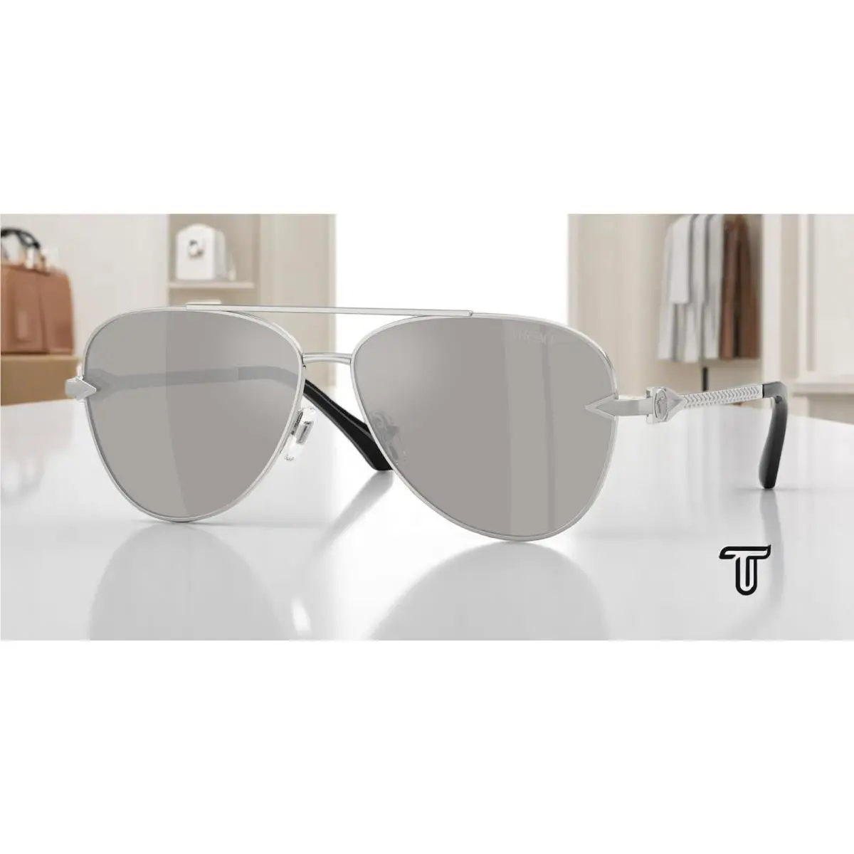 Versace VE2283 10006G Silver Light Grey Mirror Silver 80 61 mm Men`s Sunglasses