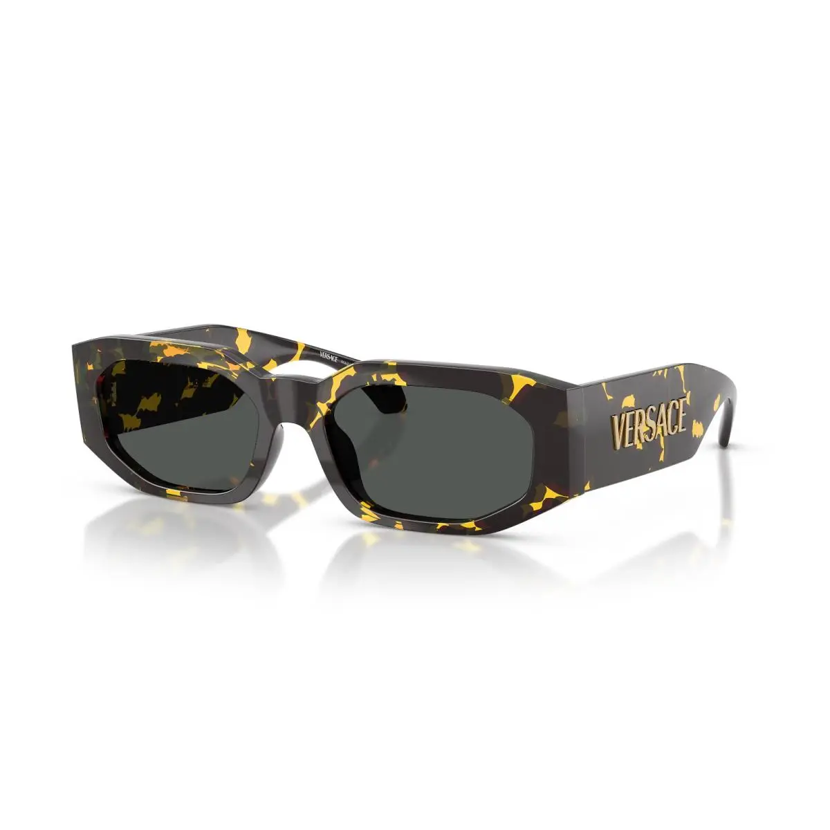 VE4489U 552887 Brown Tortoise /dark Grey Irregular Men`s Sunglasses by Versace