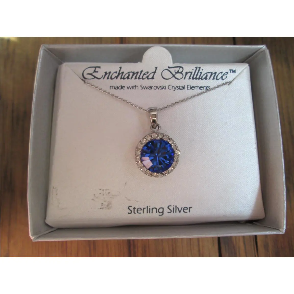 Enchanted Brilliance Necklace Blue Pendant Swarovski Crystal Sterling Silver