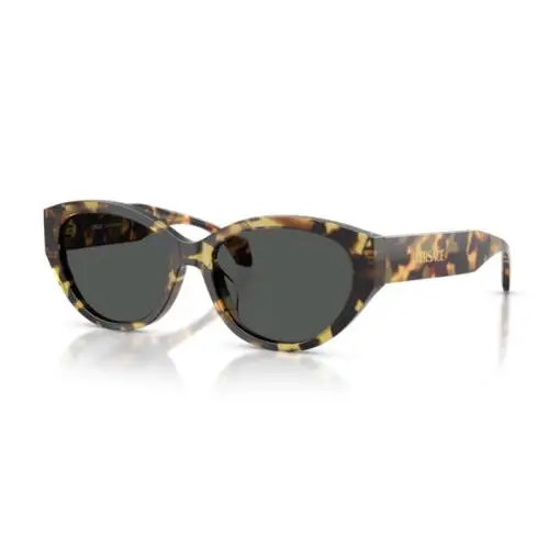 Versace VE4495D 777/87 Brown Yellow Havana/dark Grey Oval Women`s Sunglasses
