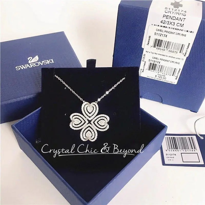 Swarovski Carol Pendant Necklace Crystal Clover Heart 5112174