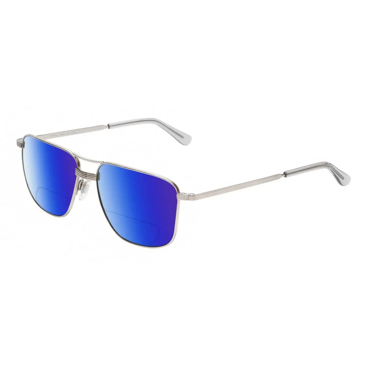 American Optical Airman Unisex Pilot Polarized Bifocal Sunglasses in Silver 56mm Blue Mirror