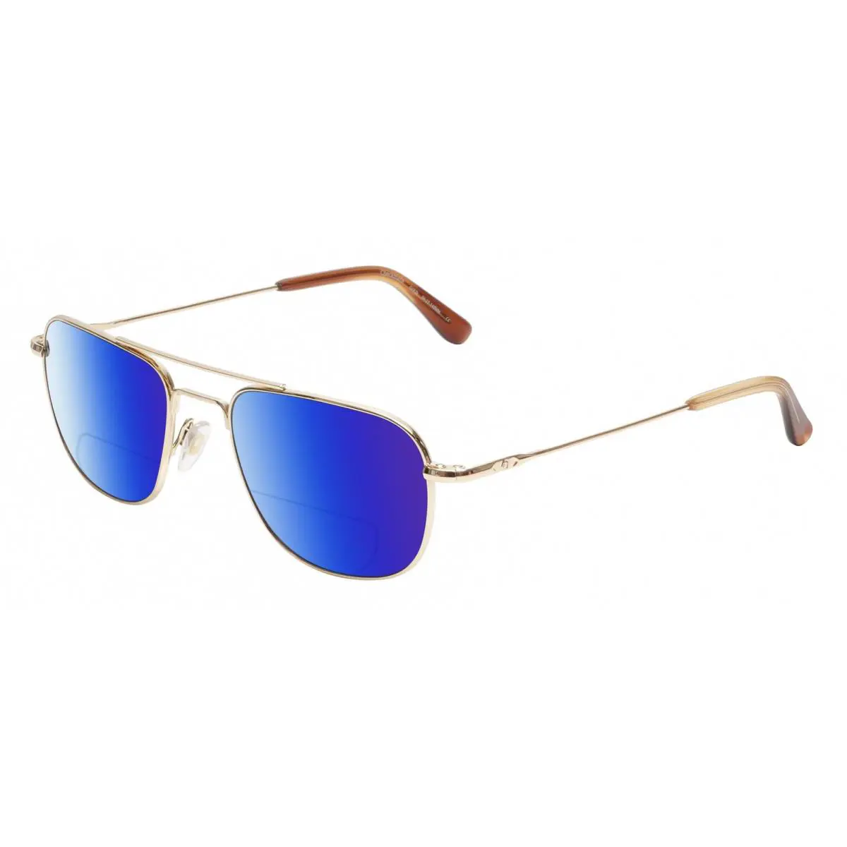 Checkmate Unisex Pilot Polarized Bifocal Sunglass in Gold 56 mm Blue Mirror by American Optical