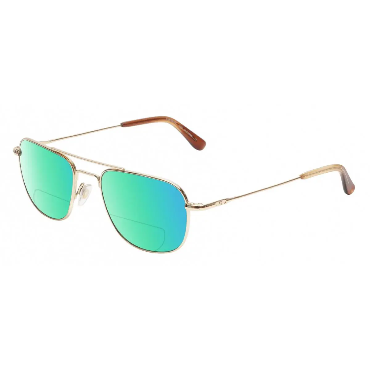 Checkmate Unisex Pilot Polarized Bifocal Sunglass in Gold 56 mm Green Mirror by American Optical