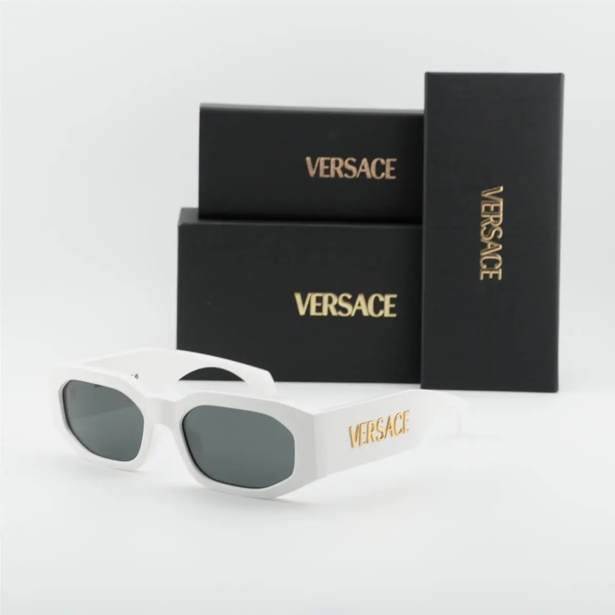 VE4489U 314/87 White/dark Grey 55-18-140 Sunglasses by Versace