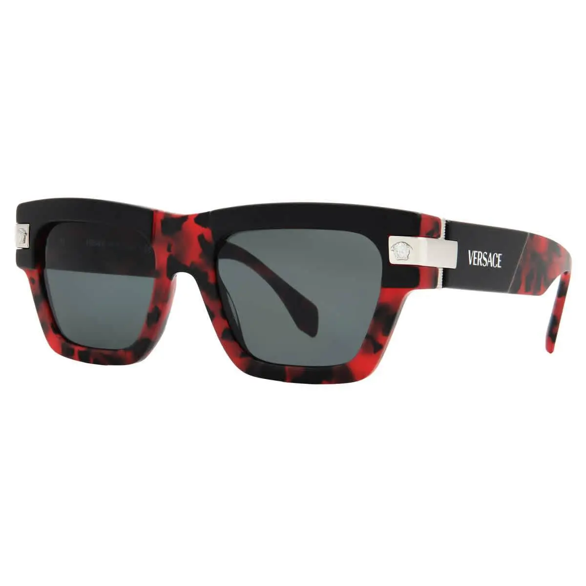 Versace Dark Grey Rectangular Men`s Sunglasses VE4464 545787 55 VE4464 545787 55