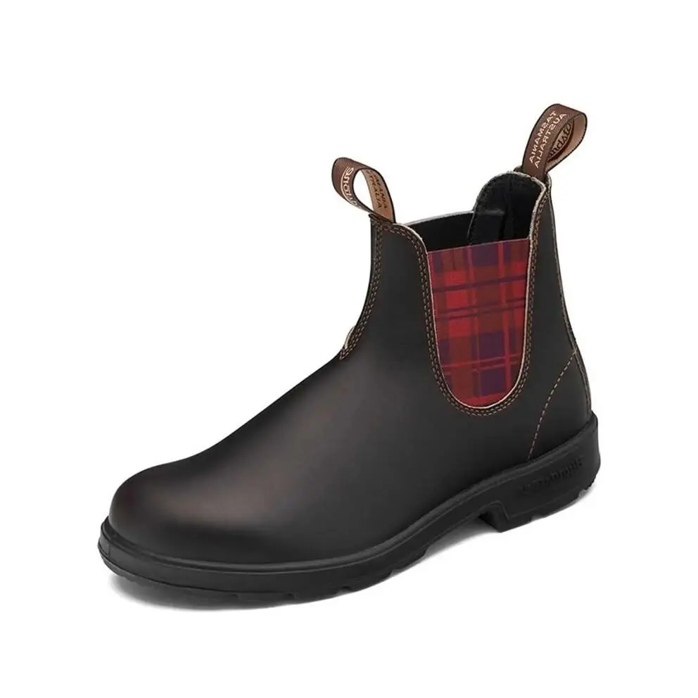 Blundstone Women`s 500 Chelsea Boots 2100 Stout Brown Red Plaid 6.5 US
