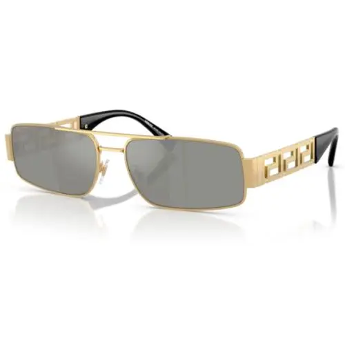 Versace 0VE2257 100230 Gold/ Green Mirror Silver Rectangular Men`s Sunglasses