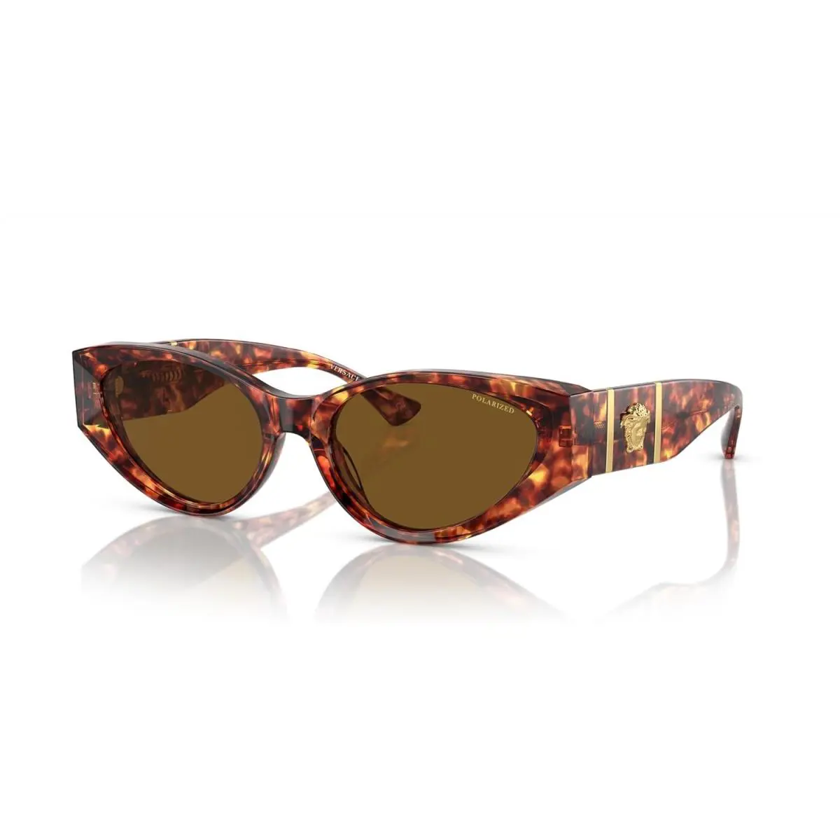 Versace Sunglasses VE4454 543783 55mm Havana / Dark Brown Polarized Lens - Frame: Havana, Lens: Dark Brown Polarized