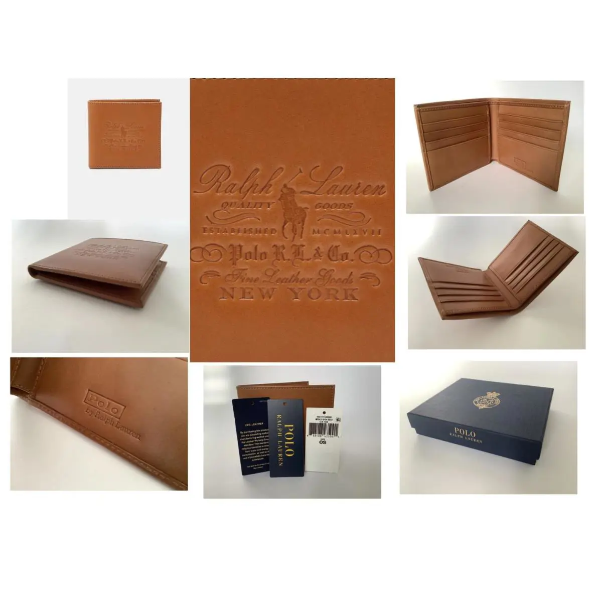 Polo Ralph Lauren Smooth Brown Tan Heritage Leather Billfold Wallet
