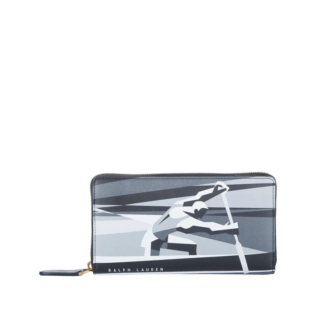 Ralph Lauren Purple Label Leather Art Deco Zippered Wallet