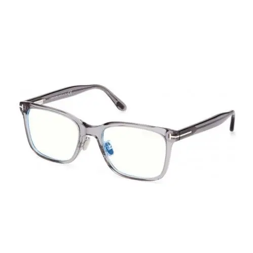 Tom Ford FT5853-D-B 020 Shiny Grey/blue Block Square Men`s Eyeglasses