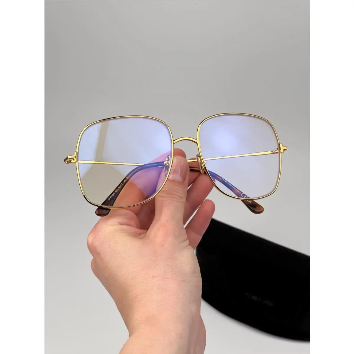 Tom Ford Women Eyeglasses Gold Blue Block Square FT6048-B 030