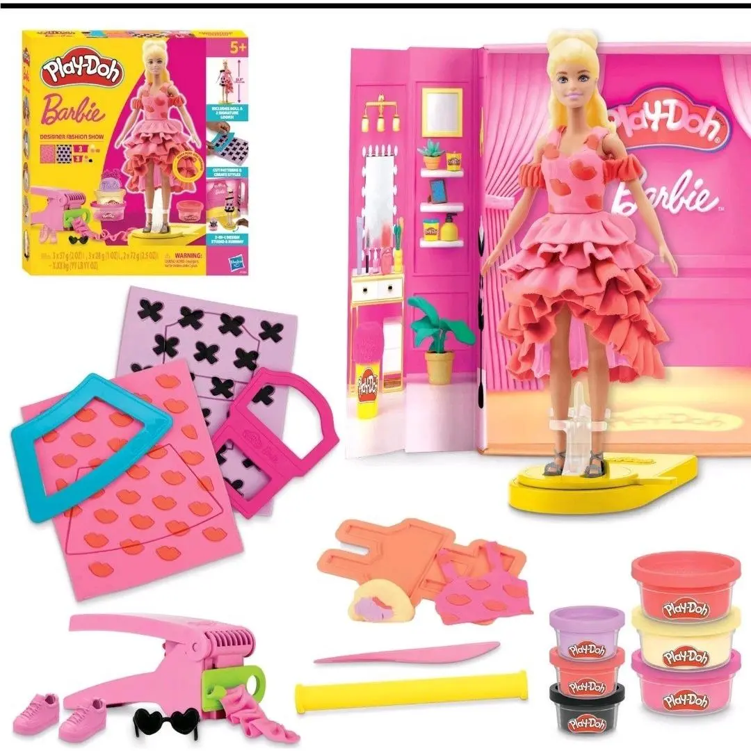 Play-doh Barbie Designer Fashion Show Set Make Doll Clothes with 21 Fashion Toy