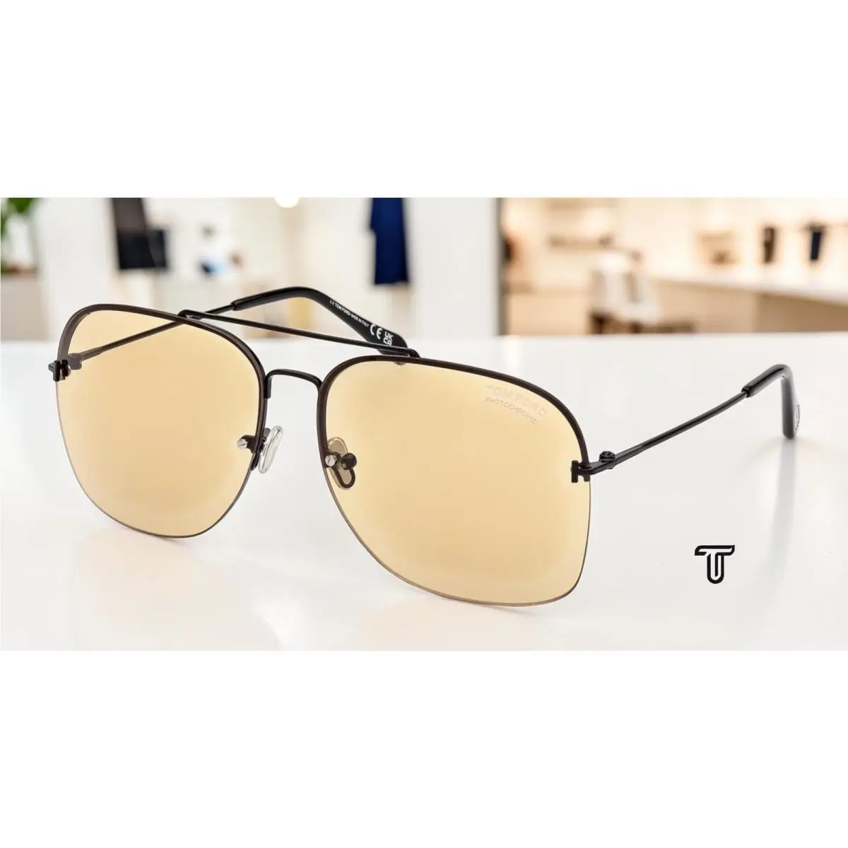 FT0883 01E Metal Shiny Black Brown 64 mm Men`s Sunglasses by Tom Ford