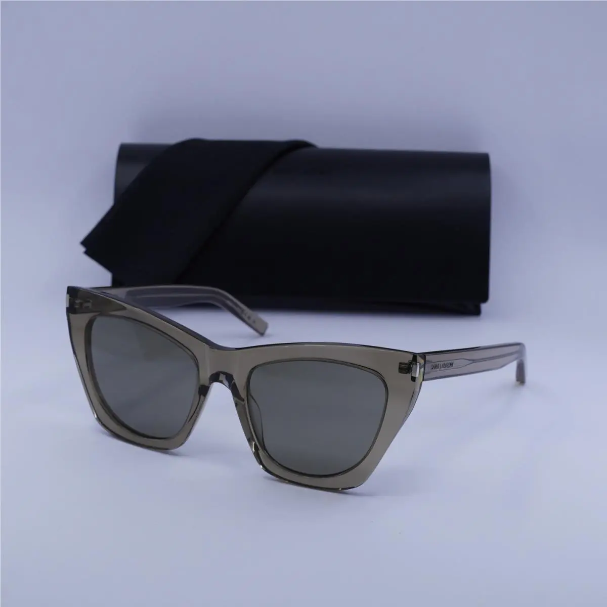 Saint Laurent SL214 Kate 025 Shiny Transparent Brown 55mm 55-20-145 by Yves Saint Laurent