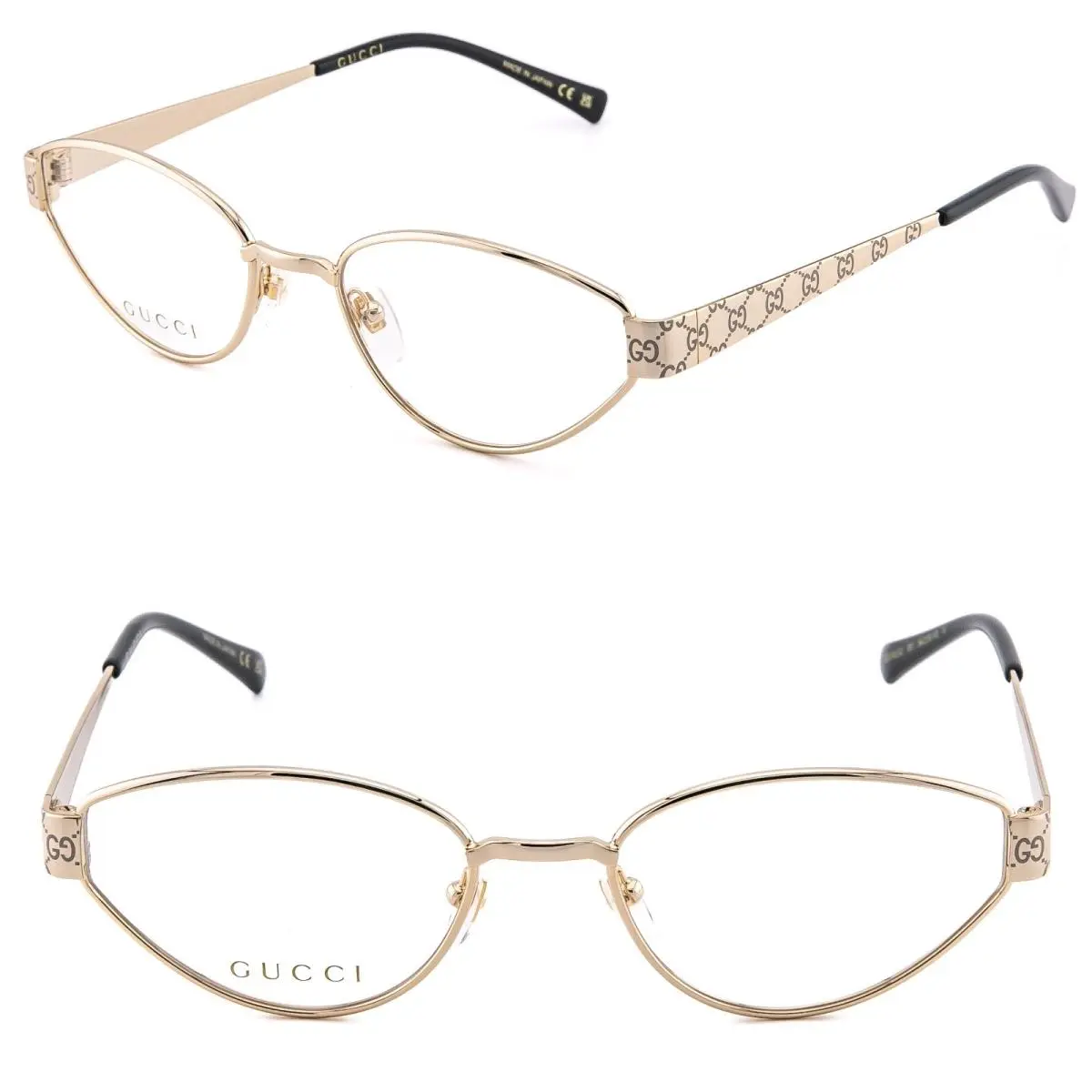 Gucci GG1853O 1853 Gold Metal GG Monogram Print Optical Eyeglasses 54mm 001