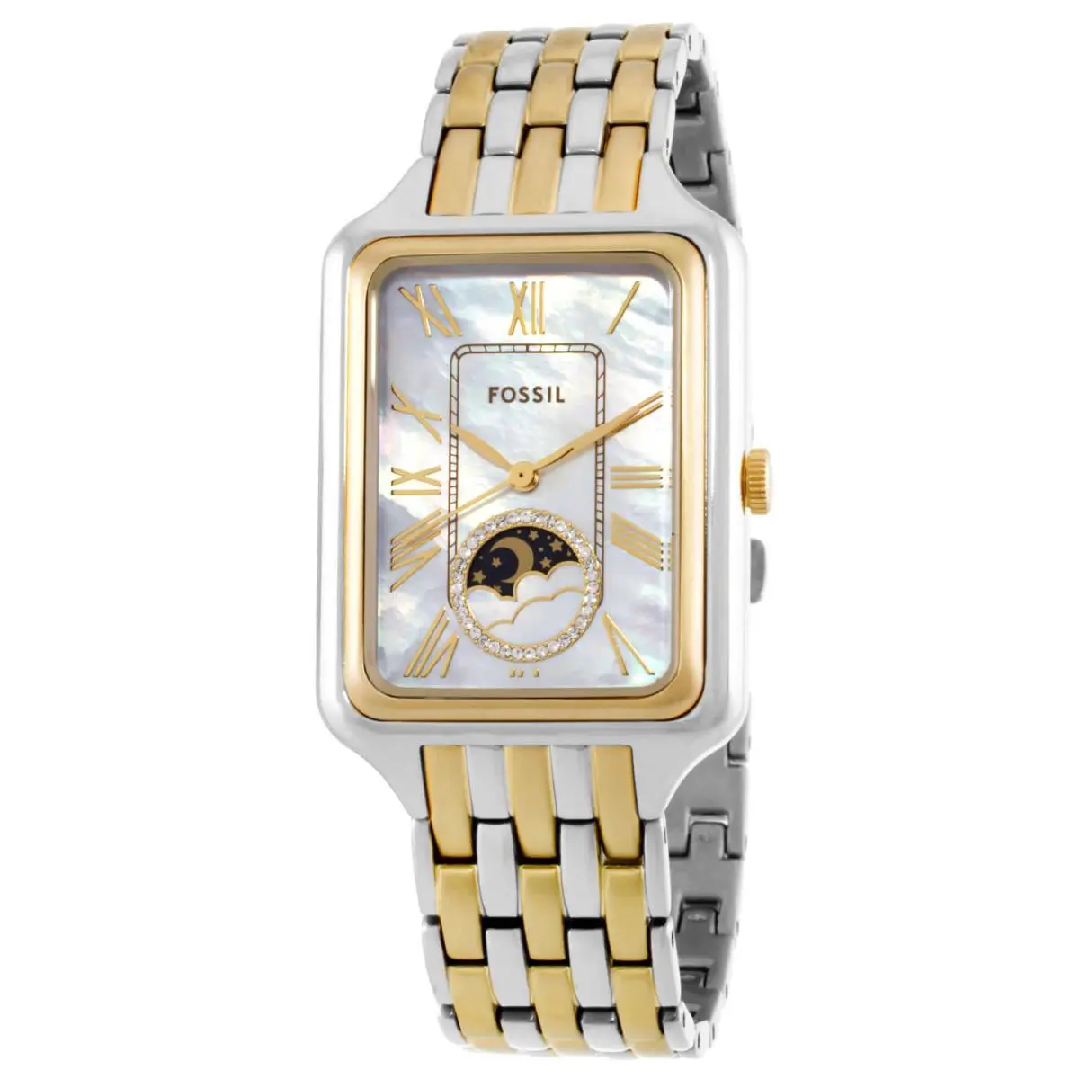 Fossil Raquel Quartz White Mop Dial Ladies Watch ES5399 - White, Dial: White Mother of Pearl, Band: Two-tone (Silver-tone and Gold-tone)