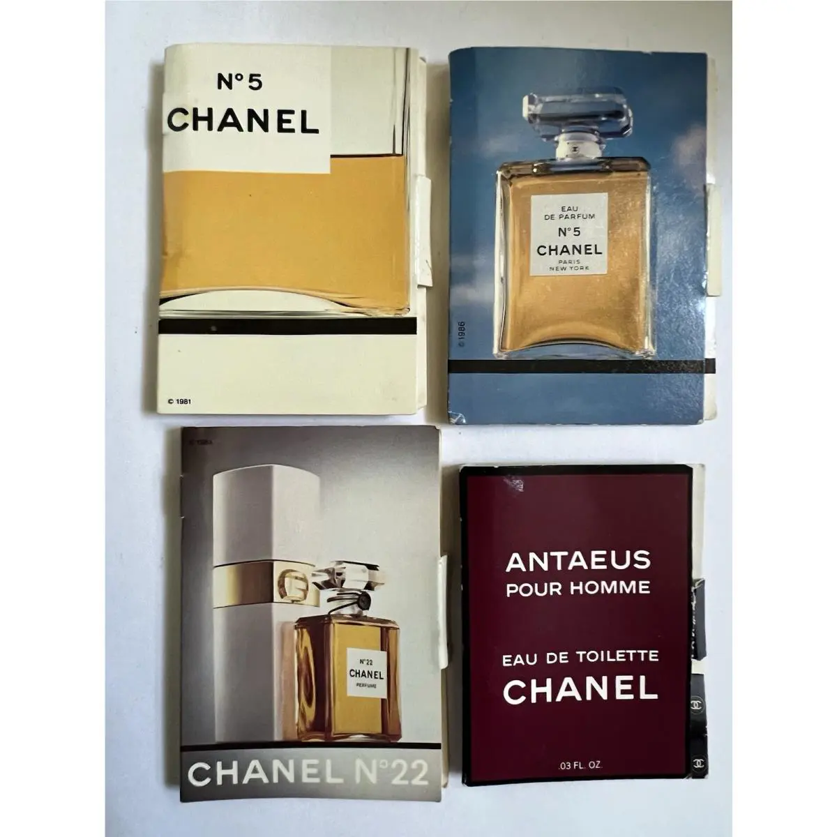 4 Chanel 70`s Old Formula Vials w Cards Chanel 22 5 Antaeus Perfume Edp