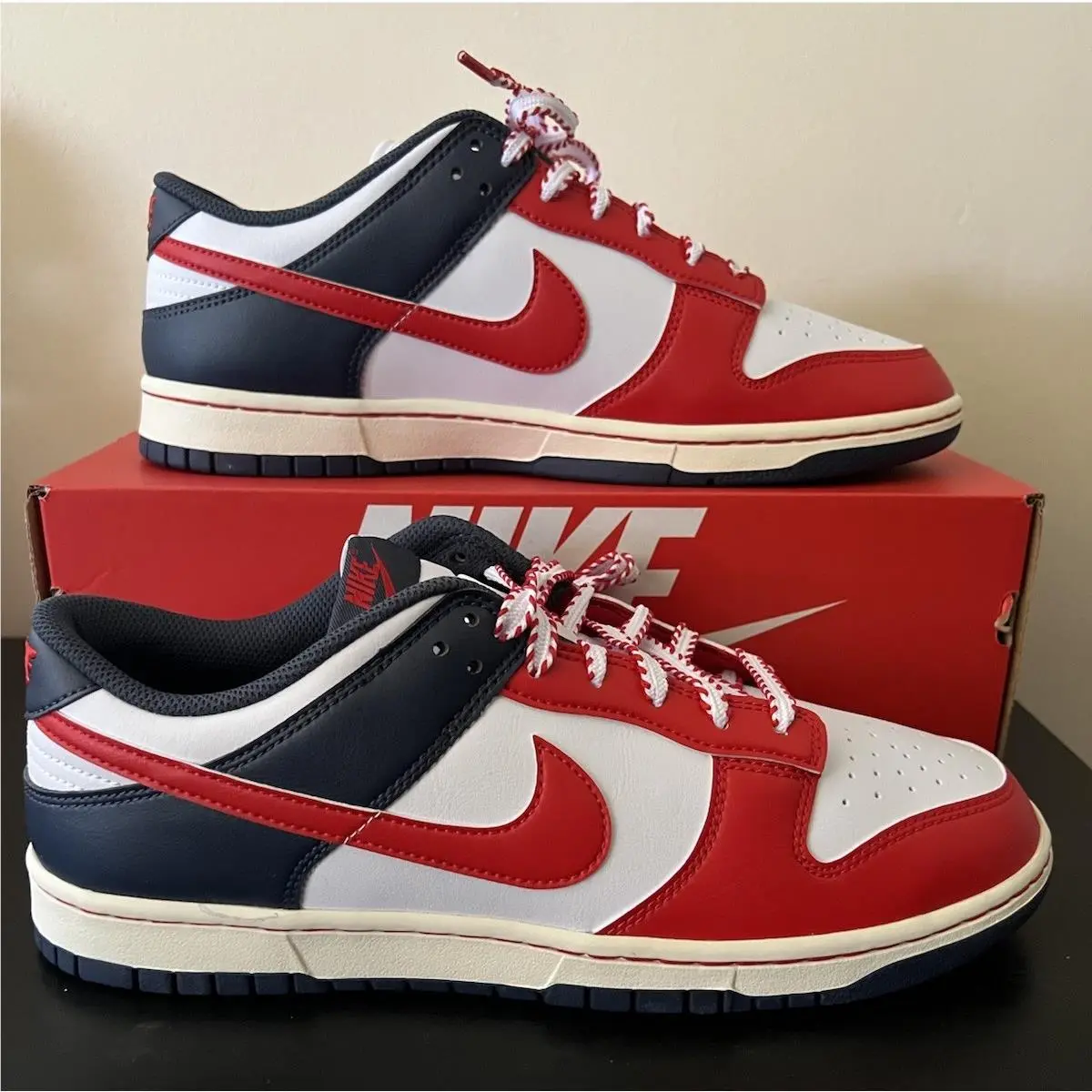 Nike Dunk Low Retro Sneakers Boston Red Sox Blue/red/white Men`s Size 11 - White/Thunder Blue/Coconut Milk/University Red