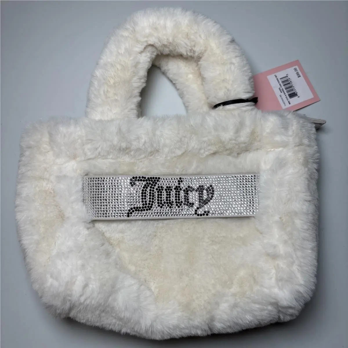 Juicy Couture White and Silver Mini Tote Bag Only Fur
