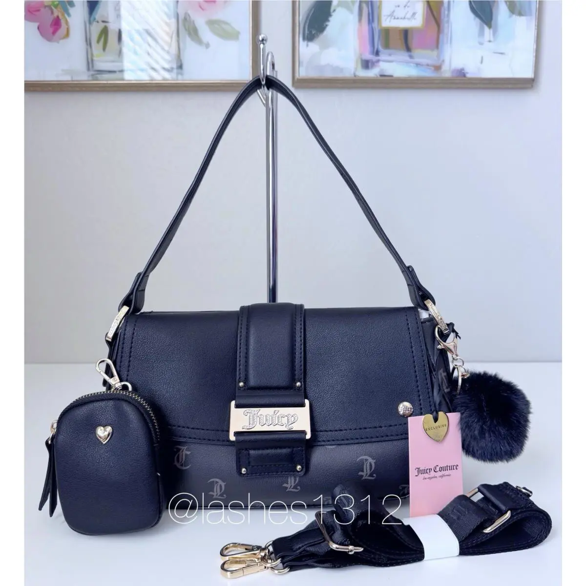 Juicy Couture Purse Y2Cute Flap Shoulder Bag - Black