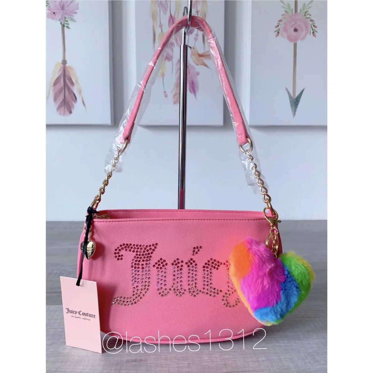 Juicy Couture Purse Be Classic II Rhinestone Shoulder Bag - Pink